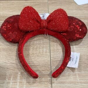 HIDDEN MICKEY STYLE Disney Red Sequin Minnie-Style Ear Headband